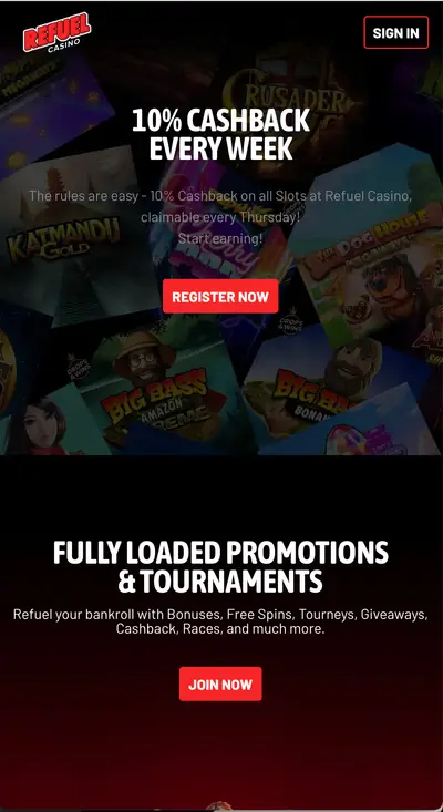 Välkomstsida med bonusinformation